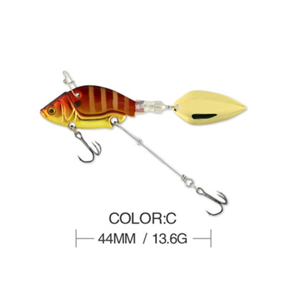 44mm/13.6g Spoon Metal Sequin Vibration Treble Hook VIB Lure Wobblers Crankbaits Metal Fishing Bait