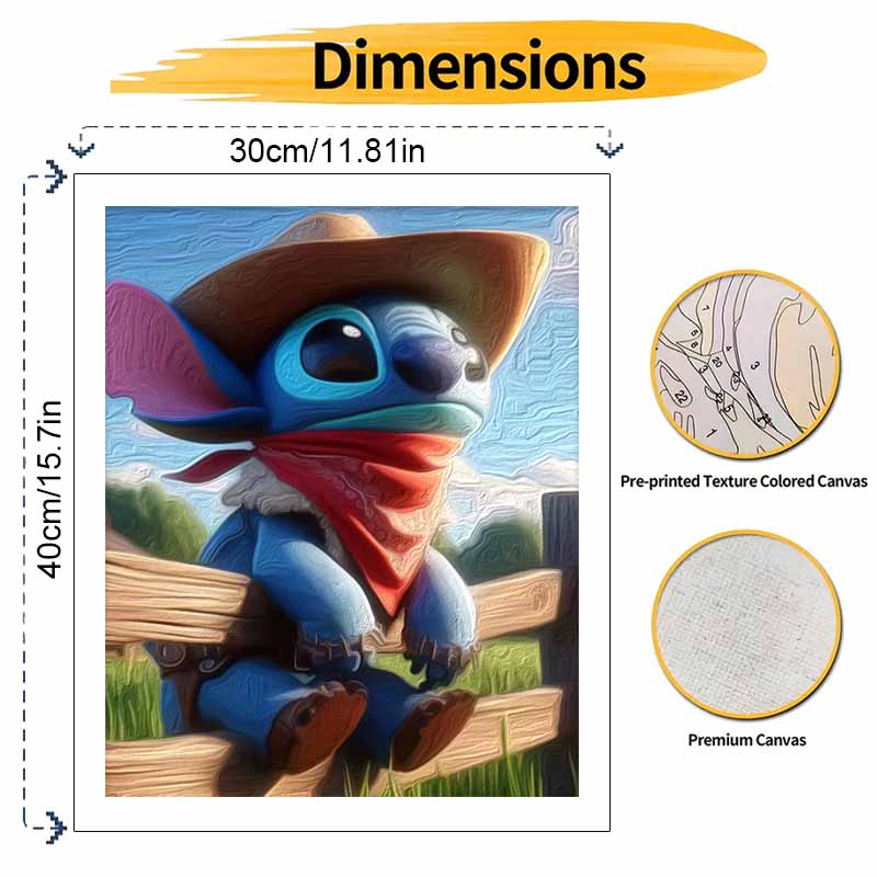 Disney animation digital oil painting Cowboy Stitch diy handpainted coloring painting home decoration, suitable for wall art decor gifts