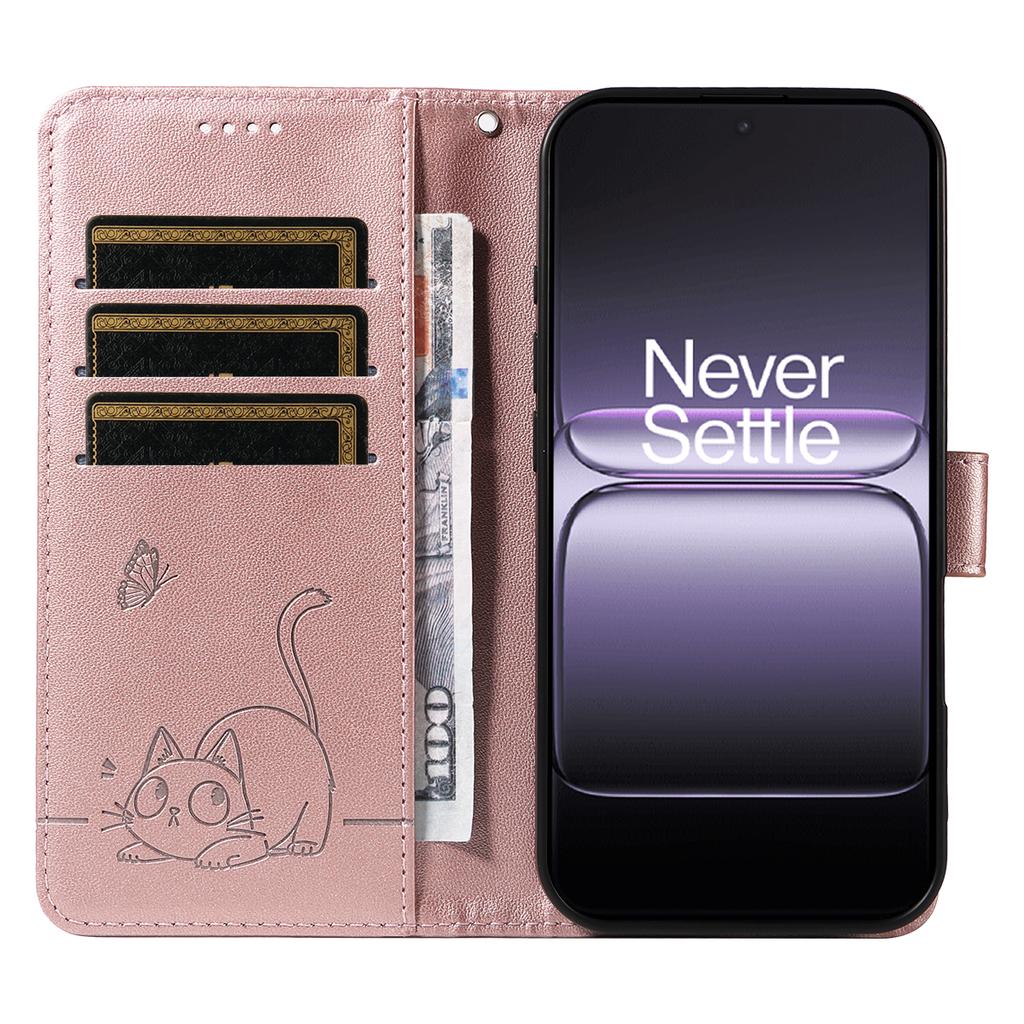 Чехол для OnePlus Nord 5 5G/OnePlus Ace 5 Ultra 5G с тиснением кошачьего узора, кожаная накладка для телефона с ремешком на запястье