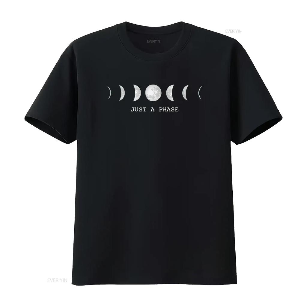 Just A Phase Moon T Shirt Lunar Space Mens Black X Large vintage Washed designer clothes Soft Comfortable streetwear Stylish