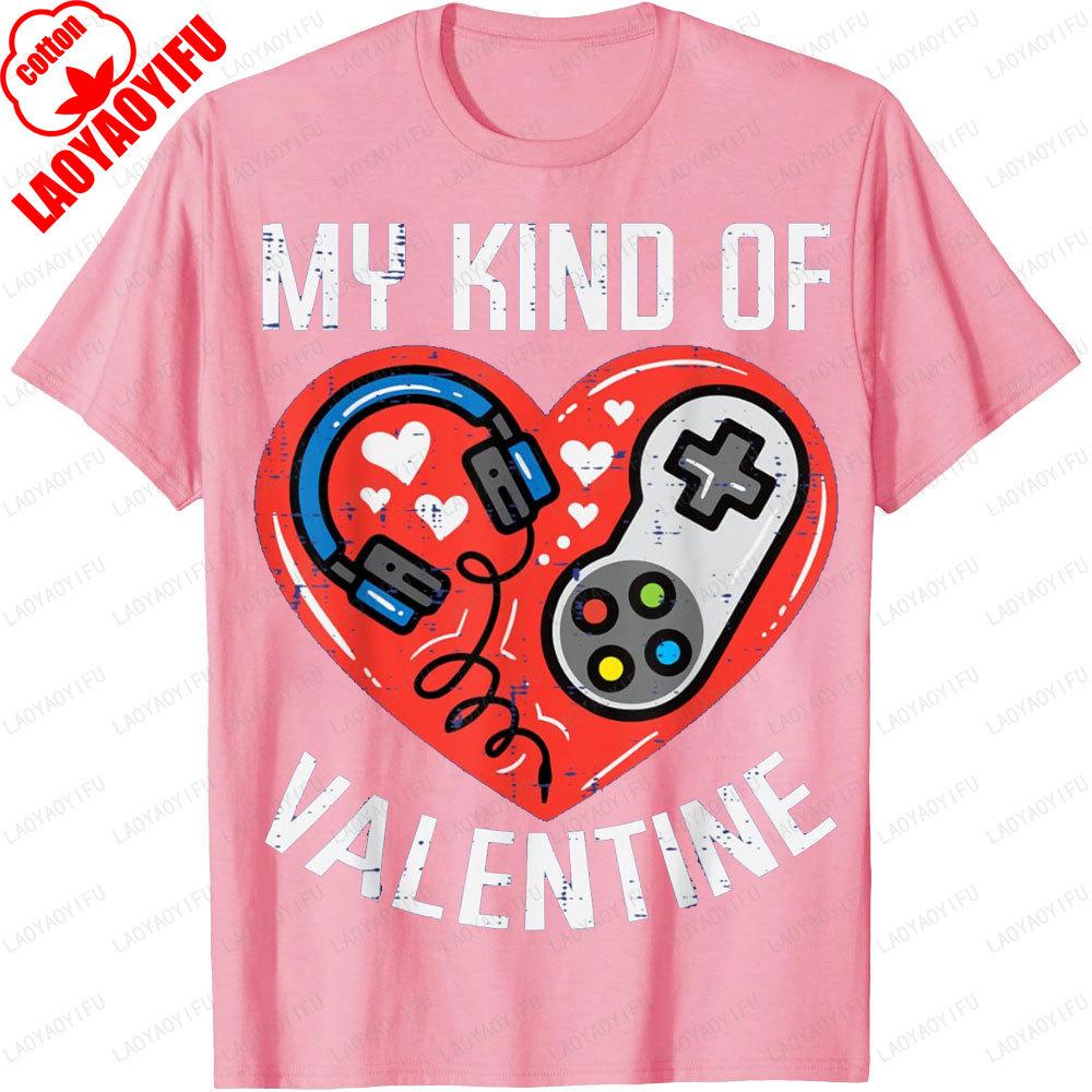 My Kind Of Valentine Headset Game Machine Lovers Printed Graphic T Shirts Gift Unisex Unisex Cotton Streetwear Fashion TShirt Tops