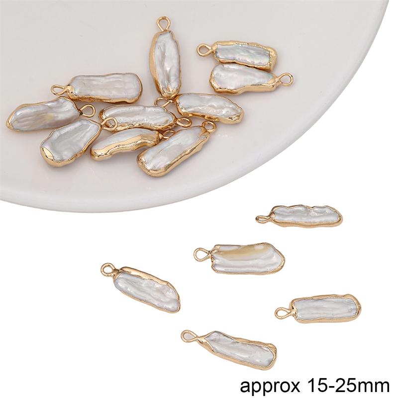 Натуральный пресноводный жемчуг неправильной формы с золотой окантовкой, одинарный подвесной стиль для изготовления ожерелий, браслетов, серег и другой бижутерии своими руками