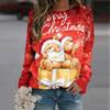 2024 Christmas Series Women's Autumn and Winter Casual Fashion Printed Long Sleeve Round Neck Pullover Large Size Sweatshirt