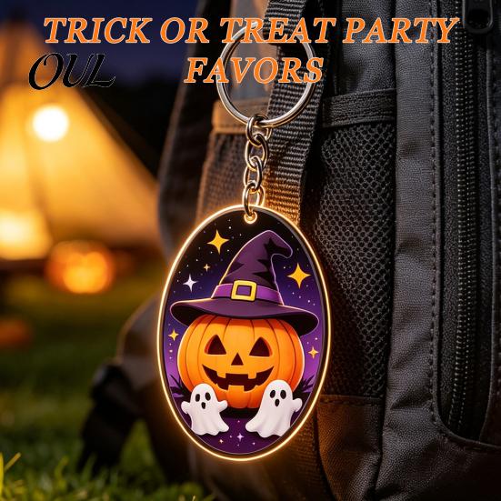Halloween Acrylic Keychains Ghost Pumpkin Keychain, Cartoon Car Key Bag Pendants Ring Pendant, Decorative Charm Accessory for Handbags Backpacks Theme