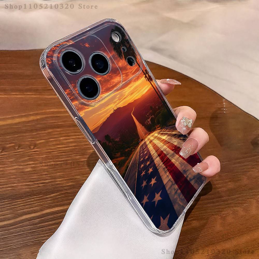 Чехол для телефона Флаг США Америка Для iPhone 17,16,11,15,13,14,12,Air,Mini,Plus,Pro,Max,Plus,E Прозрачный Мягкий чехол