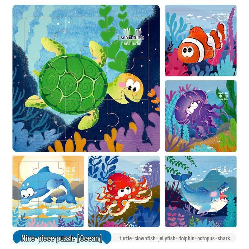 Детские развивающие деревянные пазлы с узором животных для мальчиков и девочек