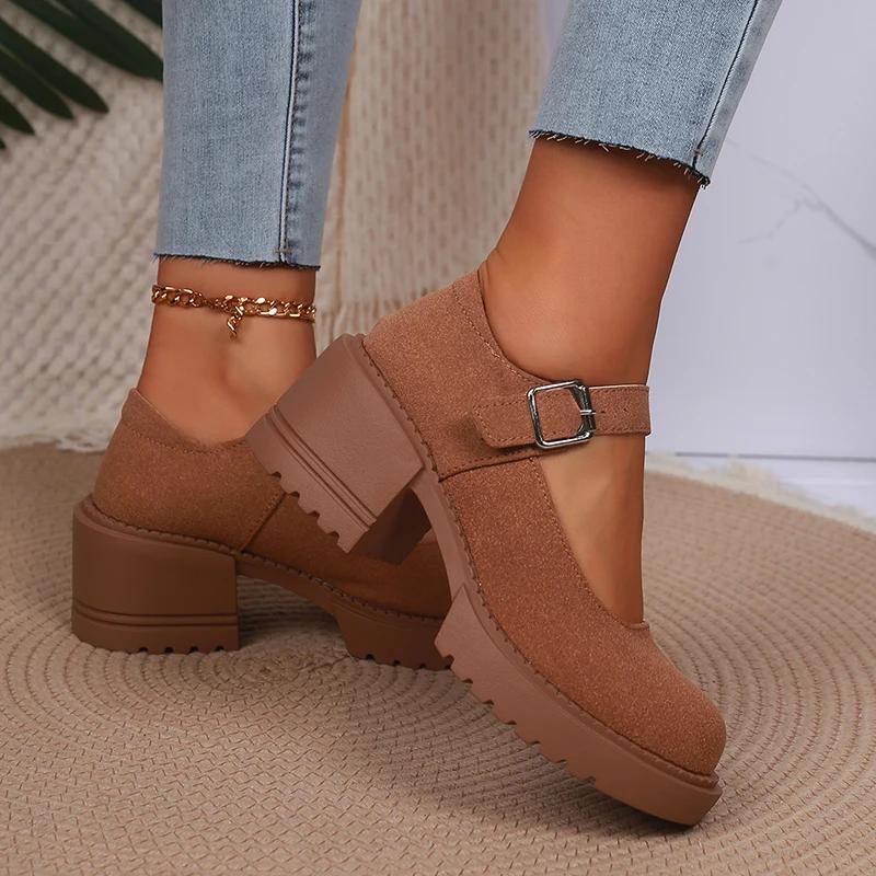 Модные туфли-лодочки из лакированной кожи на высоком каблуке, Мэри Джейн для женщин, модные туфли на платформе с ремешком и пряжкой, женские туфли в японском стиле на толстом каблуке, обувь Лолиты