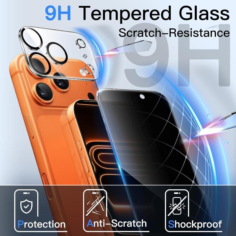 6 in 1 Privacy Tempered Glass for iPhone Duo 18Pro Max Anti-Spy Screen Protector with Camera Lens Film for iPhone 17Air 17Pro2