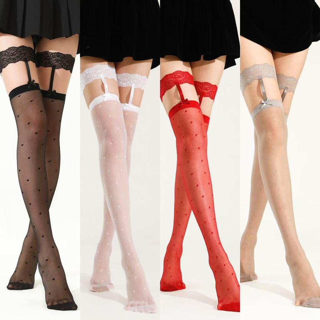 Lace Bow Over-the-Knee Black Stockings - Sexy, Thin, and Stylish