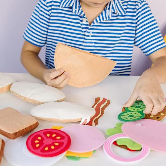 Набор мягкой фетровой игровой еды 28 шт./набор Гамбургер Сэндвич Игрушка для складывания с говяжьим стейком Овощи Игровая еда Кухонная игрушка для детей