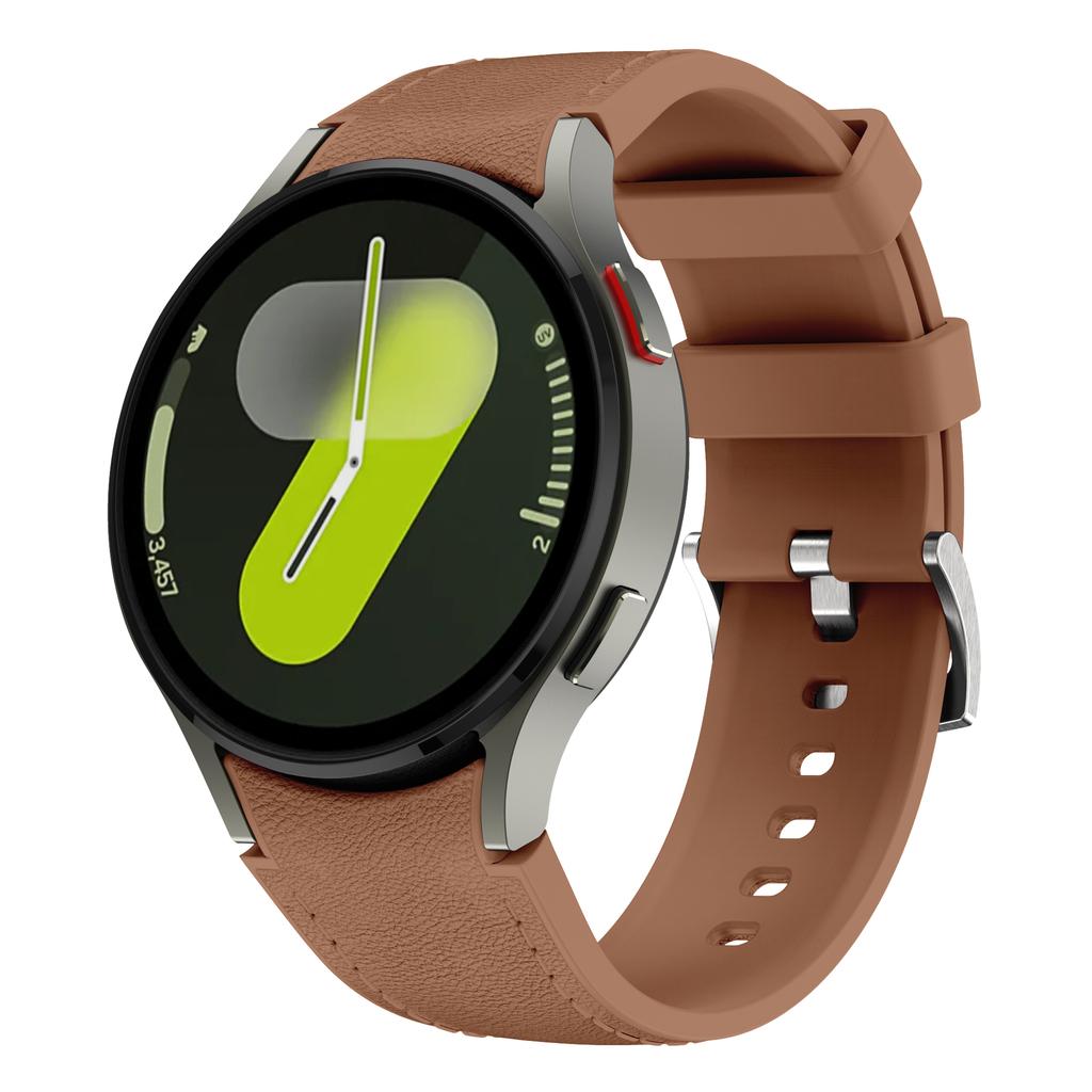 Силиконовый+Кожаный ремешок без зазора для Samsung Galaxy Watch 7 6 5 4 FE 40мм 44мм Браслет Наручный ремешок Watch 6 4 Classic 43/47мм 42/46мм