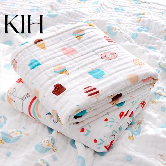 Baby Swaddling Cloth Blanket Eye-catching Keep Body Dry Cotton Cartoon Supplies Printed Thin Newborn for Daily Soft