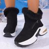 Fashion Black Chunky Platform Fur Ankle Boots Women 2025 Retro Zipper Wedge Heel Snow Boots Woman Autumn Winter Short Booties Mujer 43