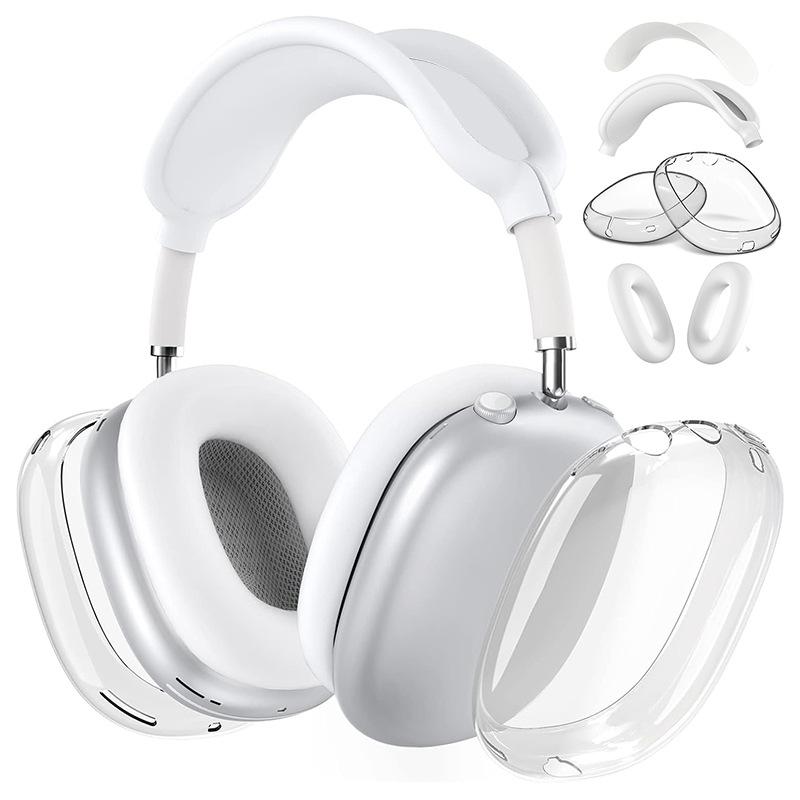 Защитный набор 4-в-1 для AirPods Max 1/2 - Прозрачные амбушюры + Силиконовое оголовье и амбушюры
