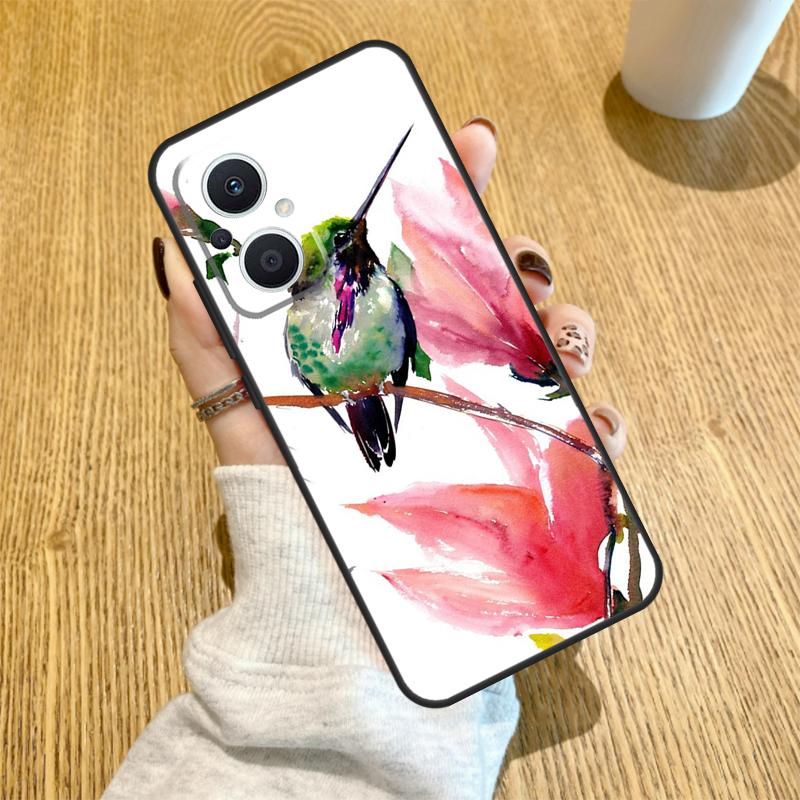 Чехол Колибри и Цветы Для OPPO Reno 10 11 12 13 14 Pro 14F 13F 12F 11F 7 8 Lite Чехол OPPO Find X5 X8 X9 Pro