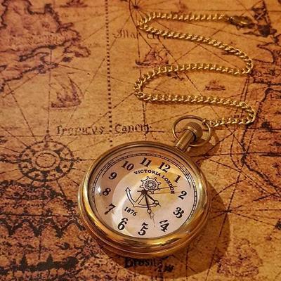 Стильные карманные часы Victorian Brass watch London Steampunk Chain Рождественский подарок