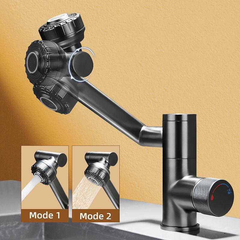 Цифровой дисплей, светодиодный смеситель для раковины, вращение на 360 градусов, многофункциональный распылитель струи, смеситель для мойки горячей и холодной воды, кран для ванной комнаты