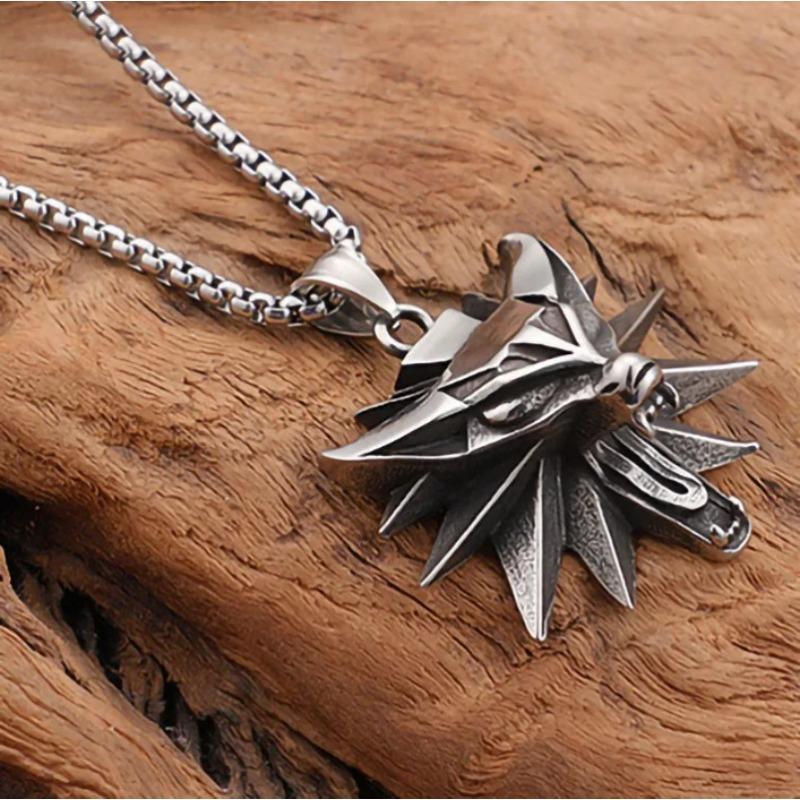 New Trend Retro Fashion Geometric Wolf Head Animal Necklace Men's Necklaces Personalized Domineering Men's JewelryGiftsWholesale