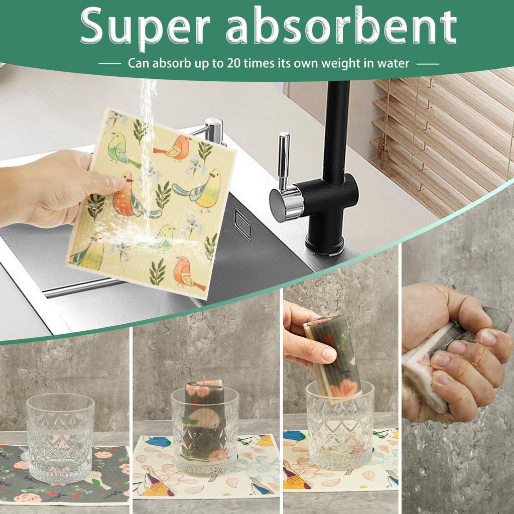 10 шт. Кухонные полотенца для посуды Абсорбирующие шведские салфетки для посуды Многоразовые полотенца для посуды Чистящие салфетки для посуды Кухонная утварь Столешница