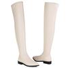 Elastic Women's Over the Knee High Boots Trend 2024 Long Winter Thigh High Boot Black White Flats Party Fetish Dance Shoes Lady