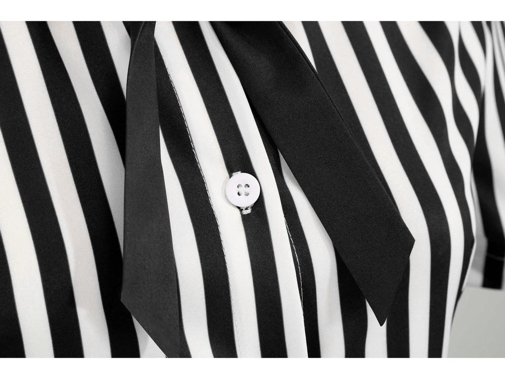 European-American Striped Patchwork Bow Party Swing Dress for Women