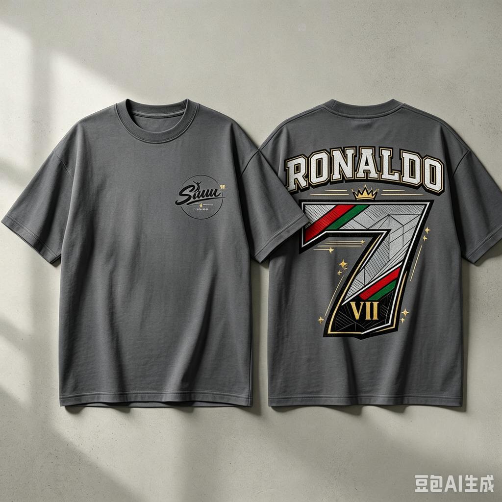 Football Graphic with Front 7 Back Design CR7 Tshirt 2026 Summer New Unisex Unisex Fashion Oversized Cotton Tshirt Street Wear Y2K