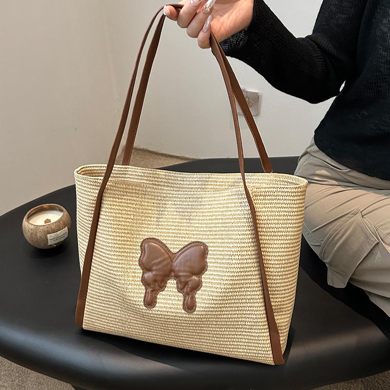 Летняя популярная соломенная сумка-ведро для женщин, модная сумка для поездок на работу, женская пляжная сумка для отдыха на море