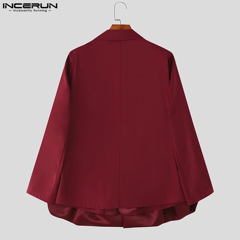 INCERUN Elegant Men Long Sleeve Ruffled Patchwork Thin Party Blazer Coats