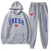 European size plus fashion printed sweater autumn and winter fleece warm hoodie casual sports women's suit