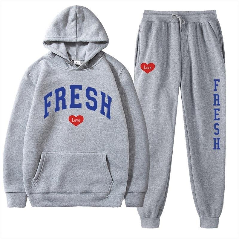 European size plus fashion printed sweater autumn and winter fleece warm hoodie casual sports women's suit
