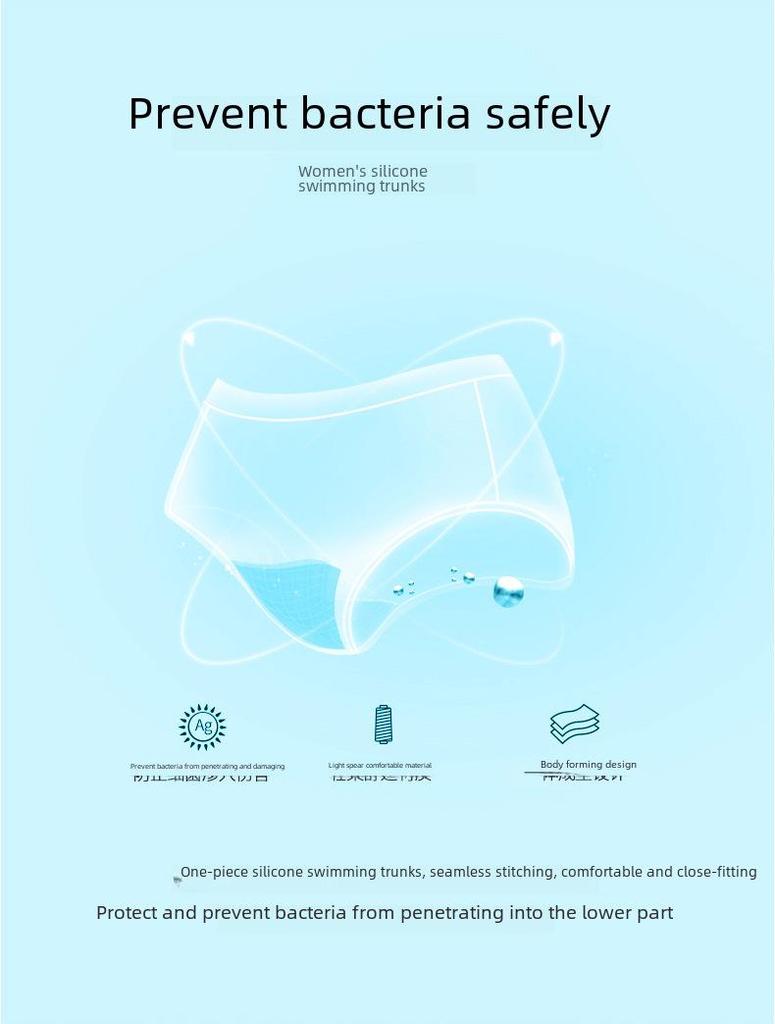 Women's Silicone Waterproof Swim Trunks for Menstrual Periods
