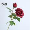 Искусственная роза со стеблем 2 головки Не увядает без полива Реквизит для свадебных фото Реалистичные многоразовые ветки искусственных цветов Товары для украшения дома