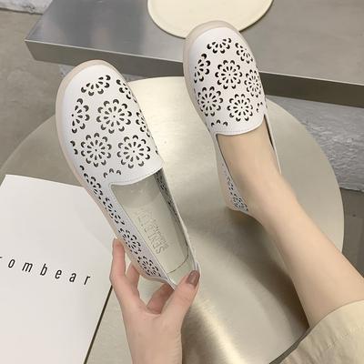 Весенние женские туфли на плоской подошве, женская обувь из натуральной кожи, женские мокасины с вырезами, балетки без застежек, балетки на плоской подошве