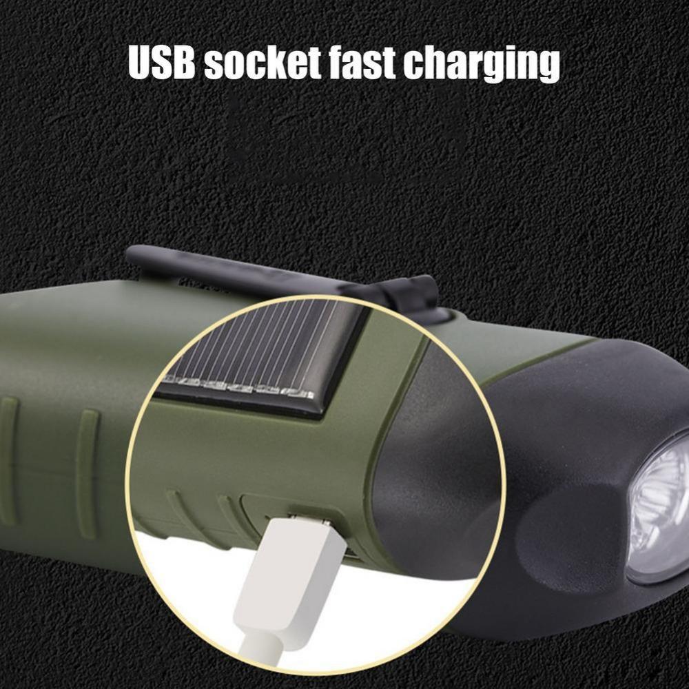 1PC Portable LED Lamps Flashlight Hand Crank Dynamo Torch Lantern Professional Solar Power Tent Light for Outdoor Camping Mountaineering