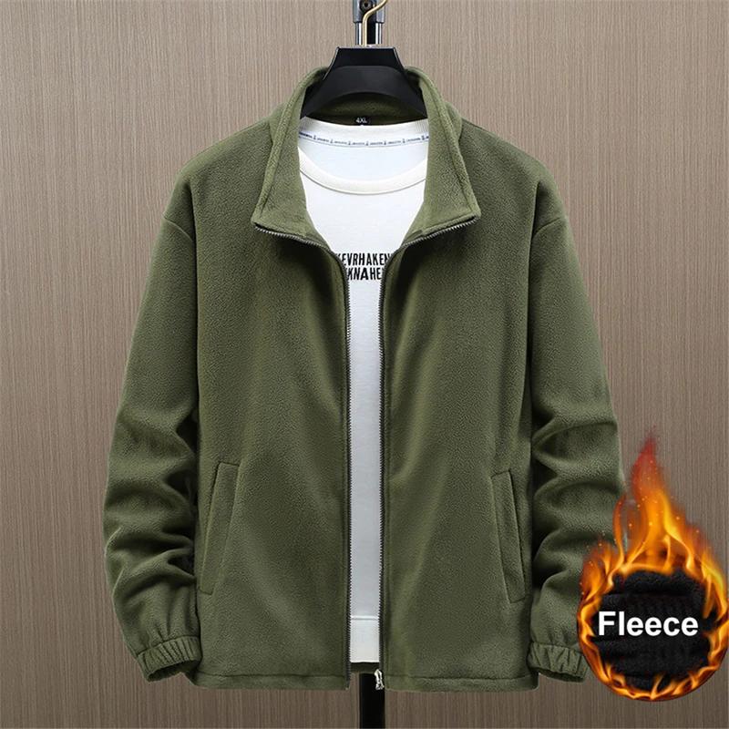 Men Winter Thcik Warm Solid Color Polar Fleece Jacket Fleece Jacket Coat Plus Size 12XL Fashion Casual Polar Fleece Coat