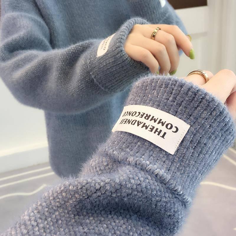 Женский свитер Повседневный водолазка Женский пуловер с длинным рукавом Теплый Мягкий Осень Зима Вязаный