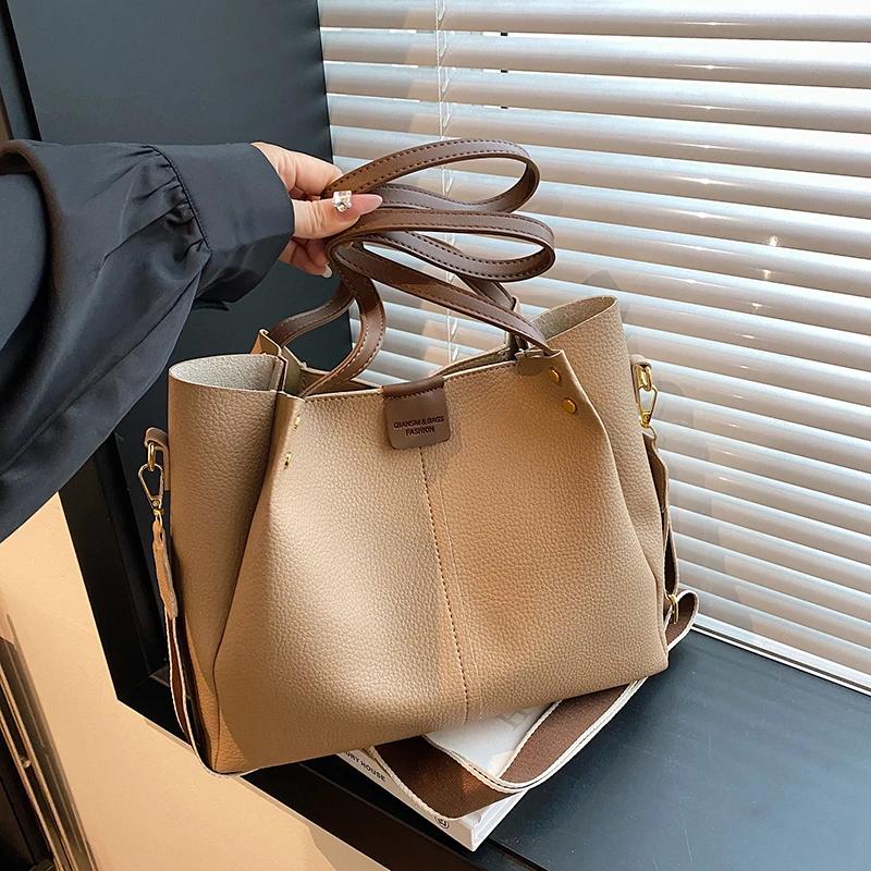 Большая вместительная сумка-тоут для женщин. Элегантная сумка через плечо в стиле ретро. Сумка на плечо для студента университета.