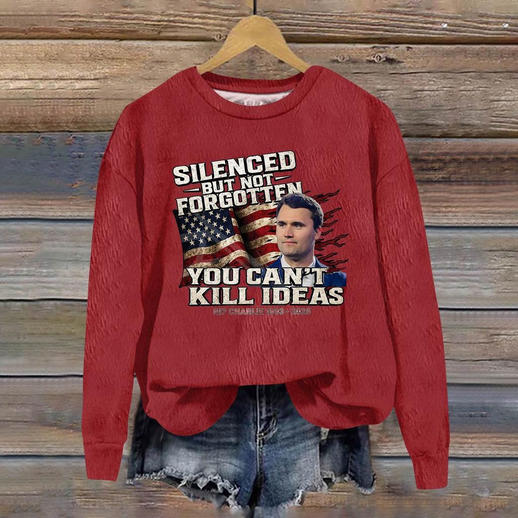 Ladies Fashion Casual Long Sleeve Printed Round Neck Pullover Top