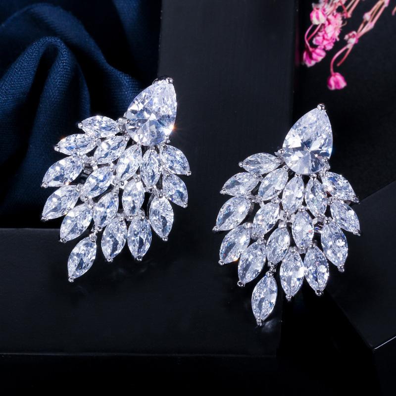 WWJ Delicate Prom Jewelry Zircon Stud Earrings for Women