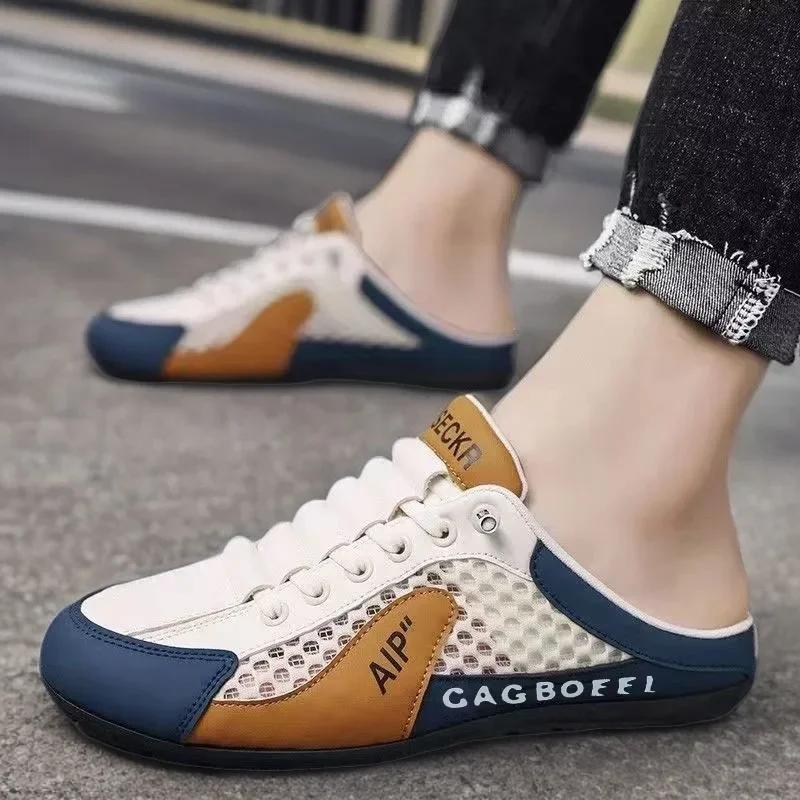 Летние мужские полутапочки, модная новая повседневная обувь, легкие прогулочные туфли на плоской подошве для мужчин, нескользящие кроссовки, горячая распродажа, мужская обувь Zapatos Hombre