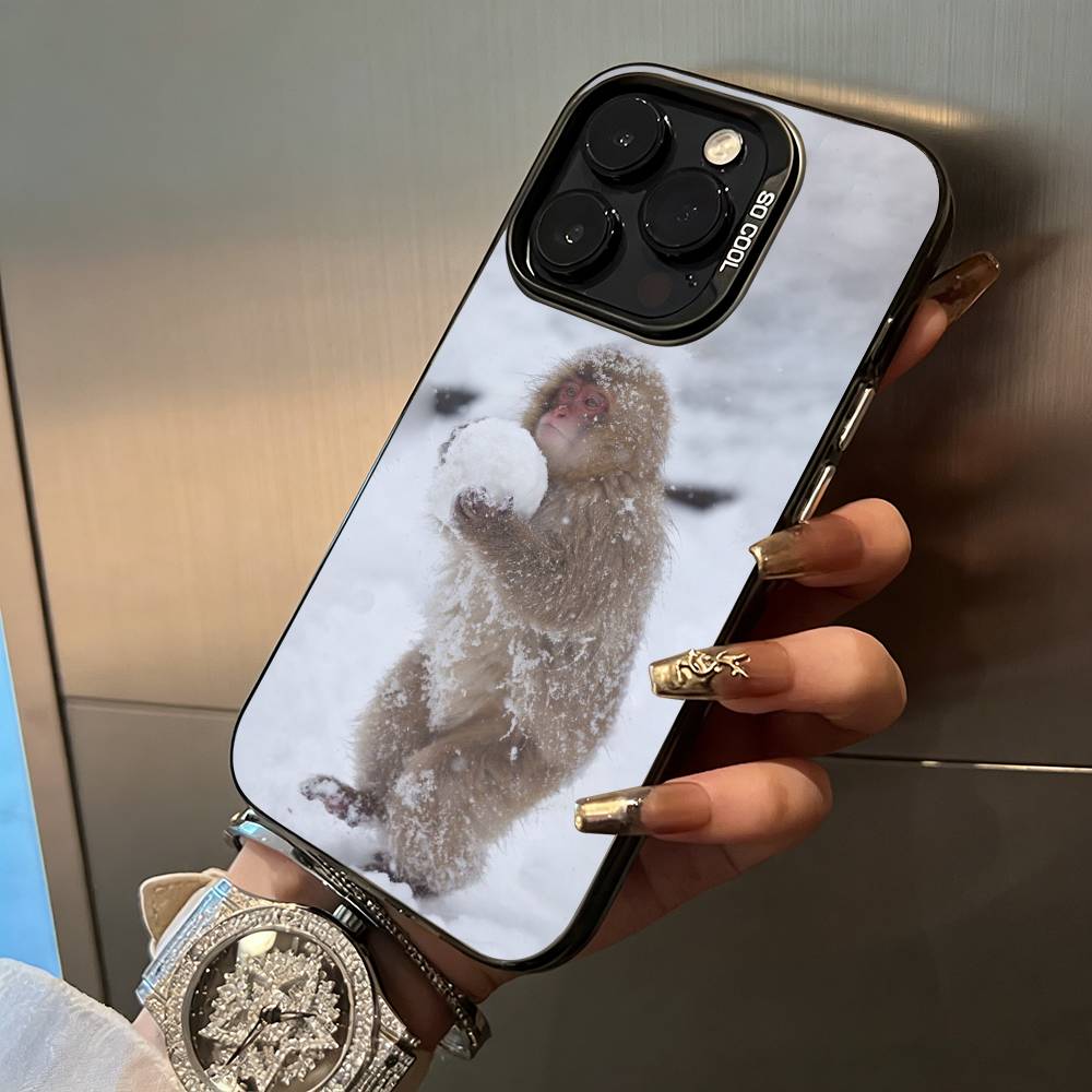 С-милый забавный чехол-обезьянка для iPhone 17,16,15,14,13,12,11 Plus Pro Max Цветной серебристый чехол для телефона