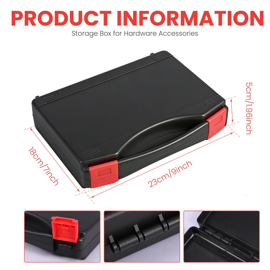 Small Hard Case Bag Portable Plastic Tool Storage Box with Dual Latch Shatterproof Hard Carrying Case for Household Workshop Car