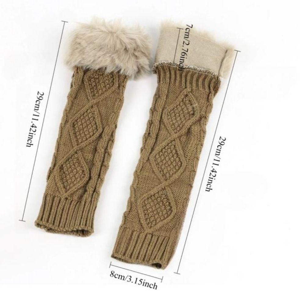 Crochet Knitting Knitted Sleeves Gloves Soft Warm Arm Warmers Fingerless Gloves Autumn Winter