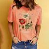 2024 женские футболки с 3D цветочным принтом, топ, короткий пуловер с рукавами, летняя модная повседневная футболка большого размера с круглым вырезом, женская одежда
