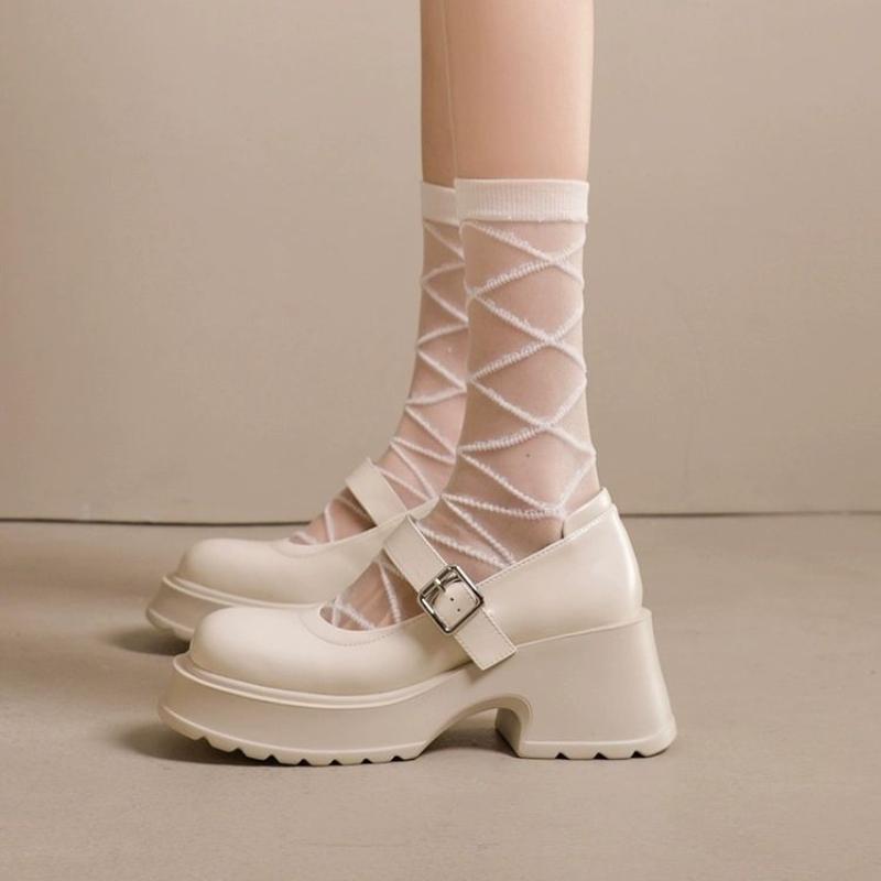 Женские туфли Мэри Джейн из натуральной мягкой кожи на толстой подошве, кожаные туфли на высоком каблуке во французском стиле, небольшая кожаная обувь, увеличивающая рост