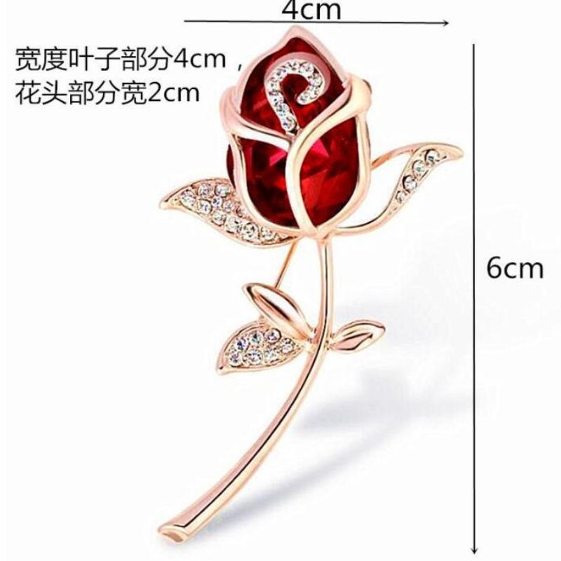 Броши со стразами и красными розами для женщин, элегантные изысканные блестящие циркониевые цветочные булавки для лацканов, Свадебная вечеринка, значок, ювелирные изделия