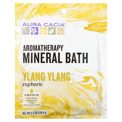 Aura Cacia, Ароматерапевтическая минеральная ванна, Эйфорический иланг-иланг, 70,9 г (2,5 унции)