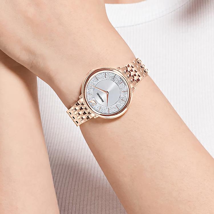 Swarovski Кристаллические кварцевые часы Металлический ремешок Серебряный циферблат Водонепроницаемые Женские часы 5544590