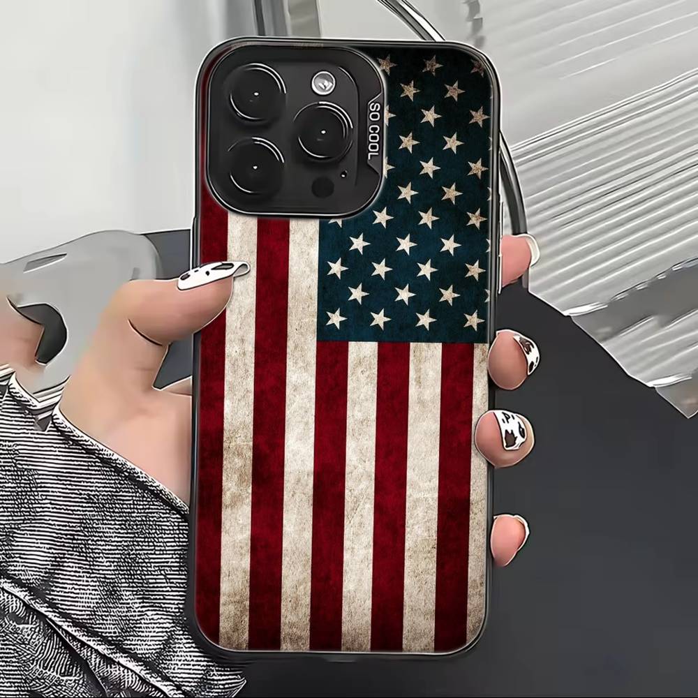 США А-Америка Флаг Чехол для Телефона Для iPhone 17,16,15,14,13,12,11 Plus,Pro Max,XS,Цветной Серебристый Черный Чехол