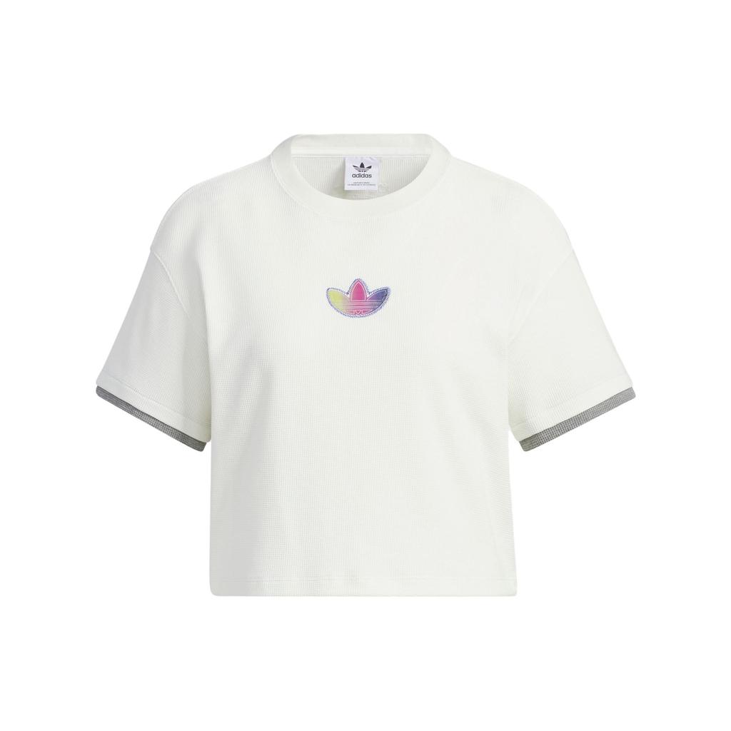Adidas Originals Trefoil Short Sleeve Tee With Logo Embroidery Women Tops Han-Jade-White IK8671